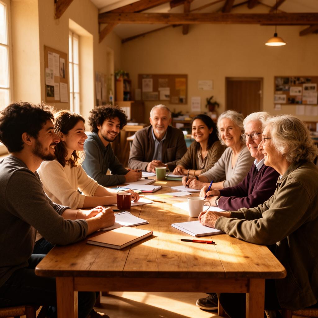 Réunion d'une association française dans une salle communale