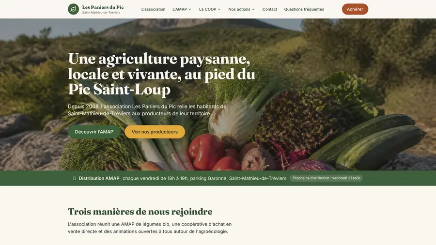 Aperçu du site Les Paniers du Pic